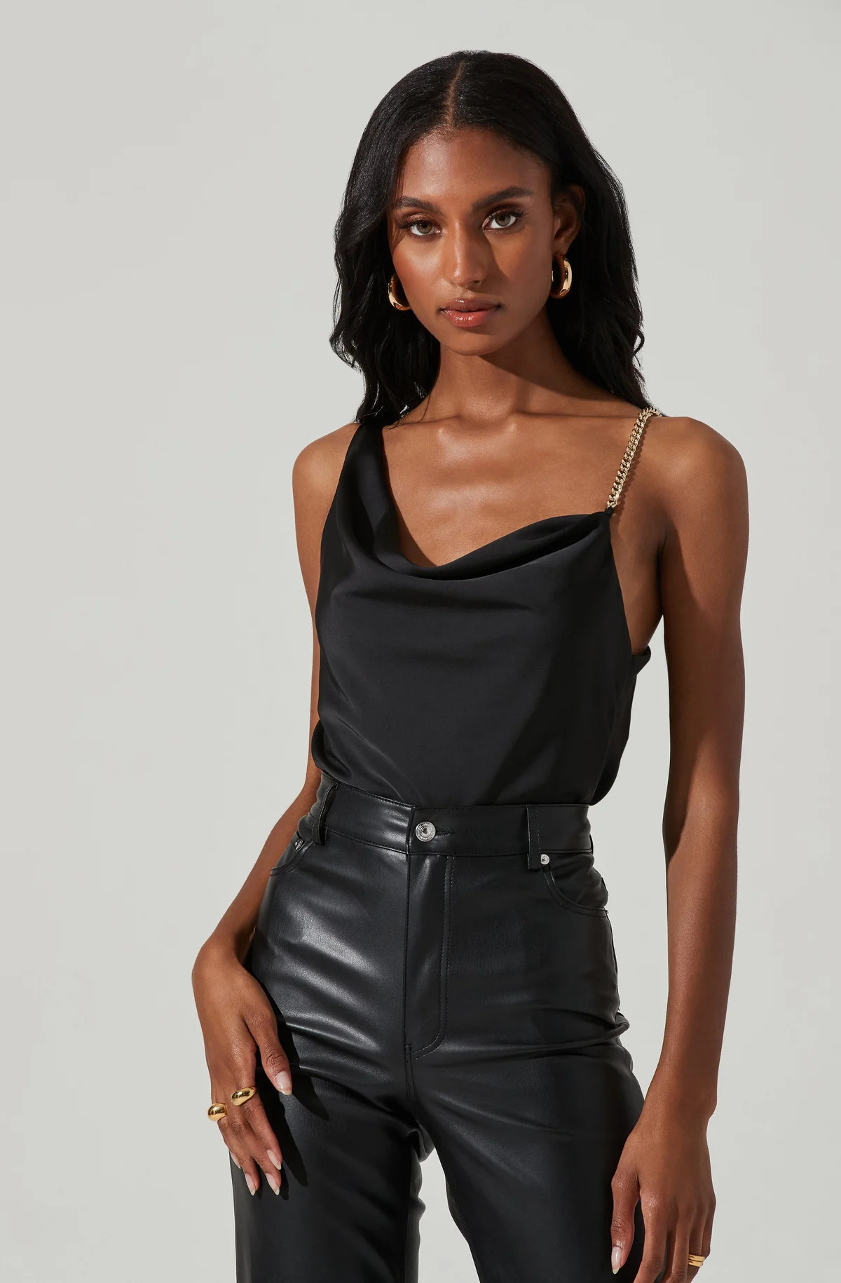 Larisa Satin Rhinestone Strap Top | ASTR The Label (US)