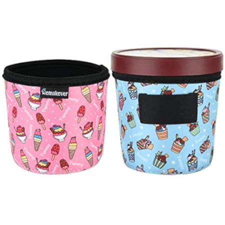 2 Pack Cactus and Plant Pint Size Ice Cream Sleeves Cozy Neoprene Cover with Spoon Holder Cover (Pla | Amazon (US)