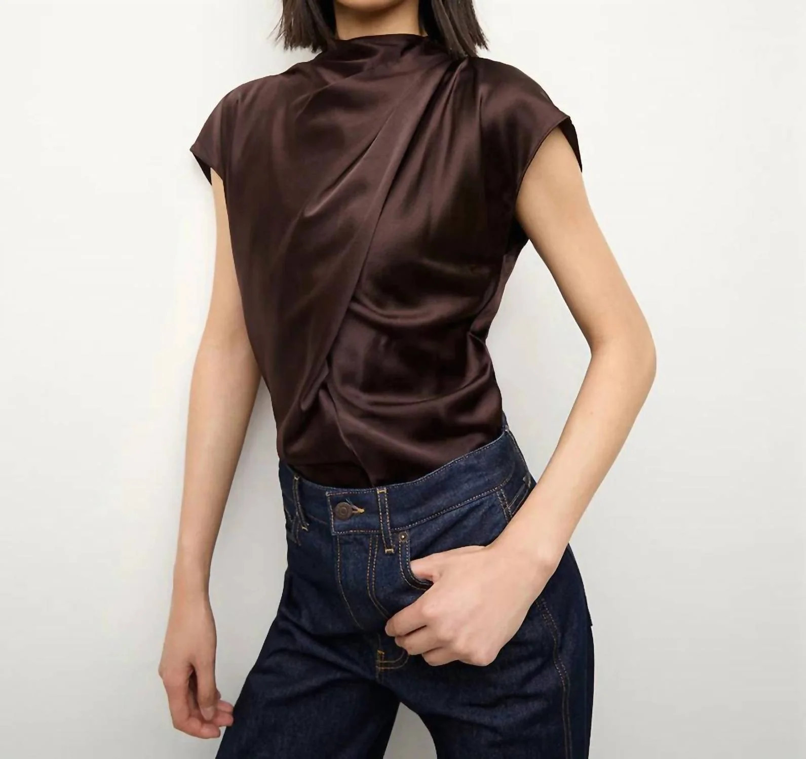 Beard Leilany Silk Top In Dark Chocolate | Shop Simon