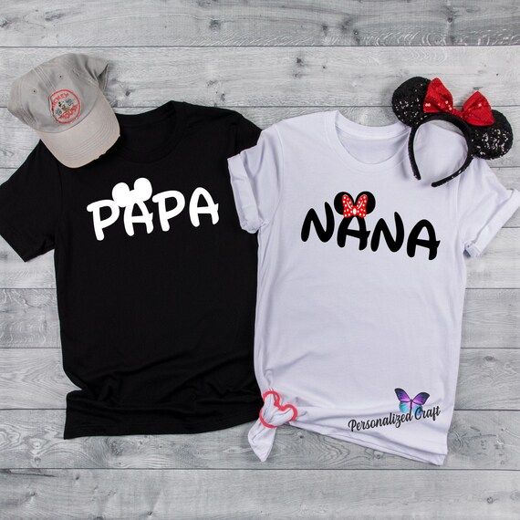 Disney NANA PAPA Mickey Mouse Minnie Mouse Inspired T-shirt | Etsy | Etsy (US)