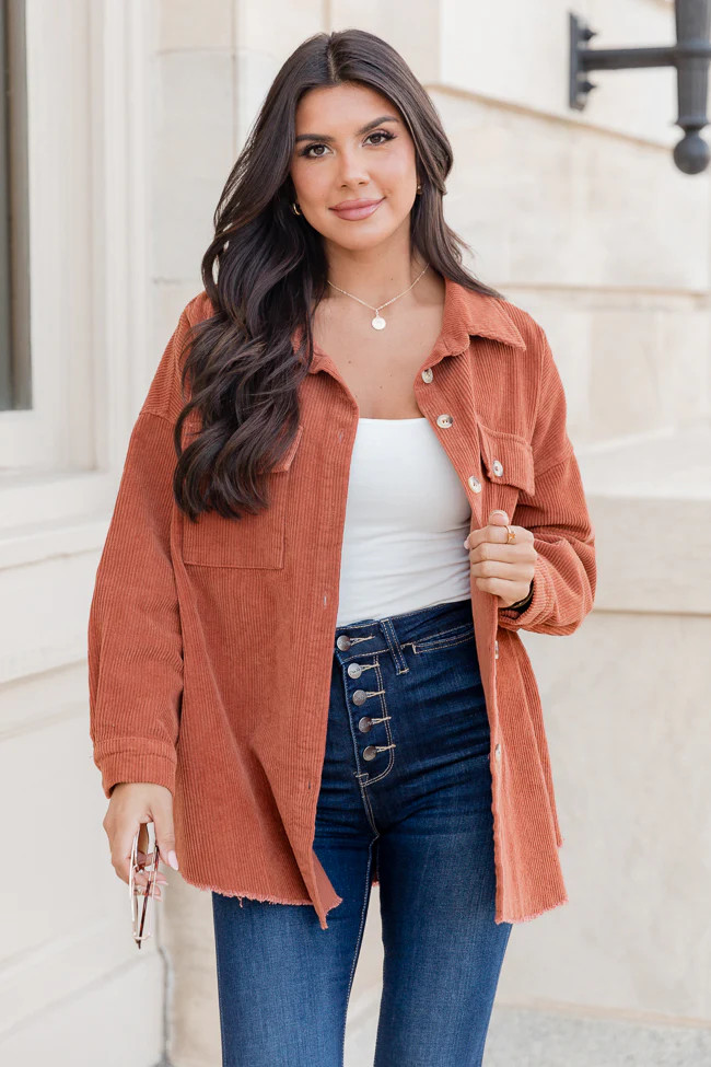 Carry On Camel Corduroy Shacket FINAL SALE | Pink Lily