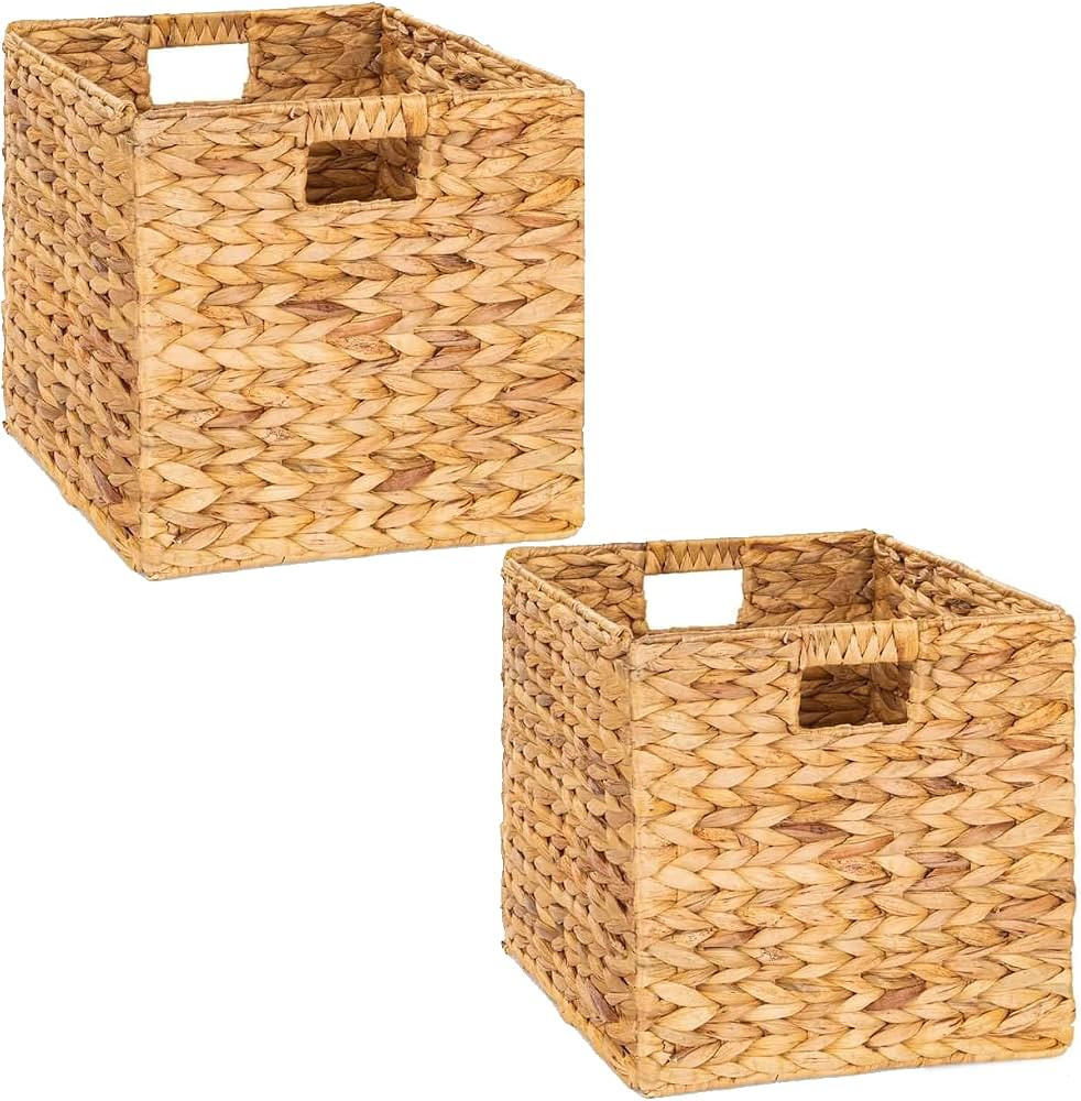 12x12in Wicker storage basket, wicker storage baskets for shelves, large wicker baskets for stora... | Amazon (US)