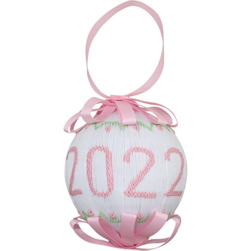 Pink Smocked 2022 Christmas Ornament - Shipping Early November | Cecil and Lou
