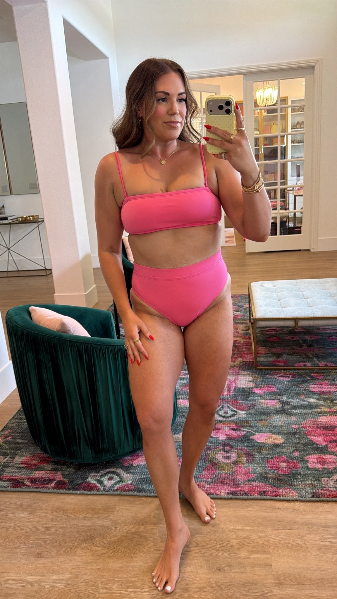 curvy midsize pink bikini swim look! wearing size large in top and bottom. straps are removable! 🩷 @Spanx

#LTKSeasonal #LTKMidsize #LTKSwim