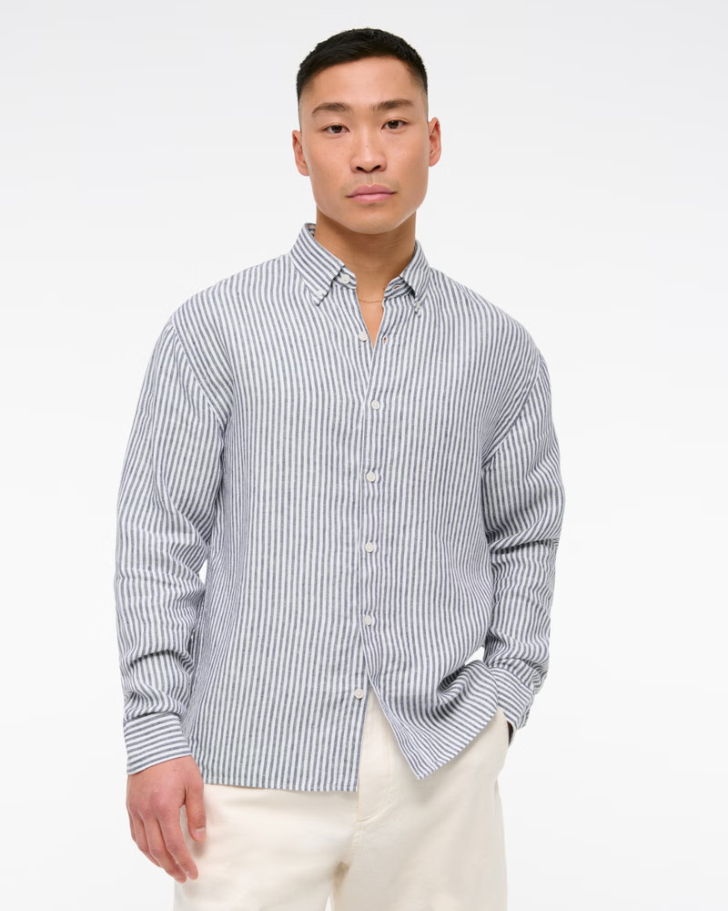 Men's Linen Button-Up Shirt | Men's New Arrivals | Abercrombie.com | Abercrombie & Fitch (US)