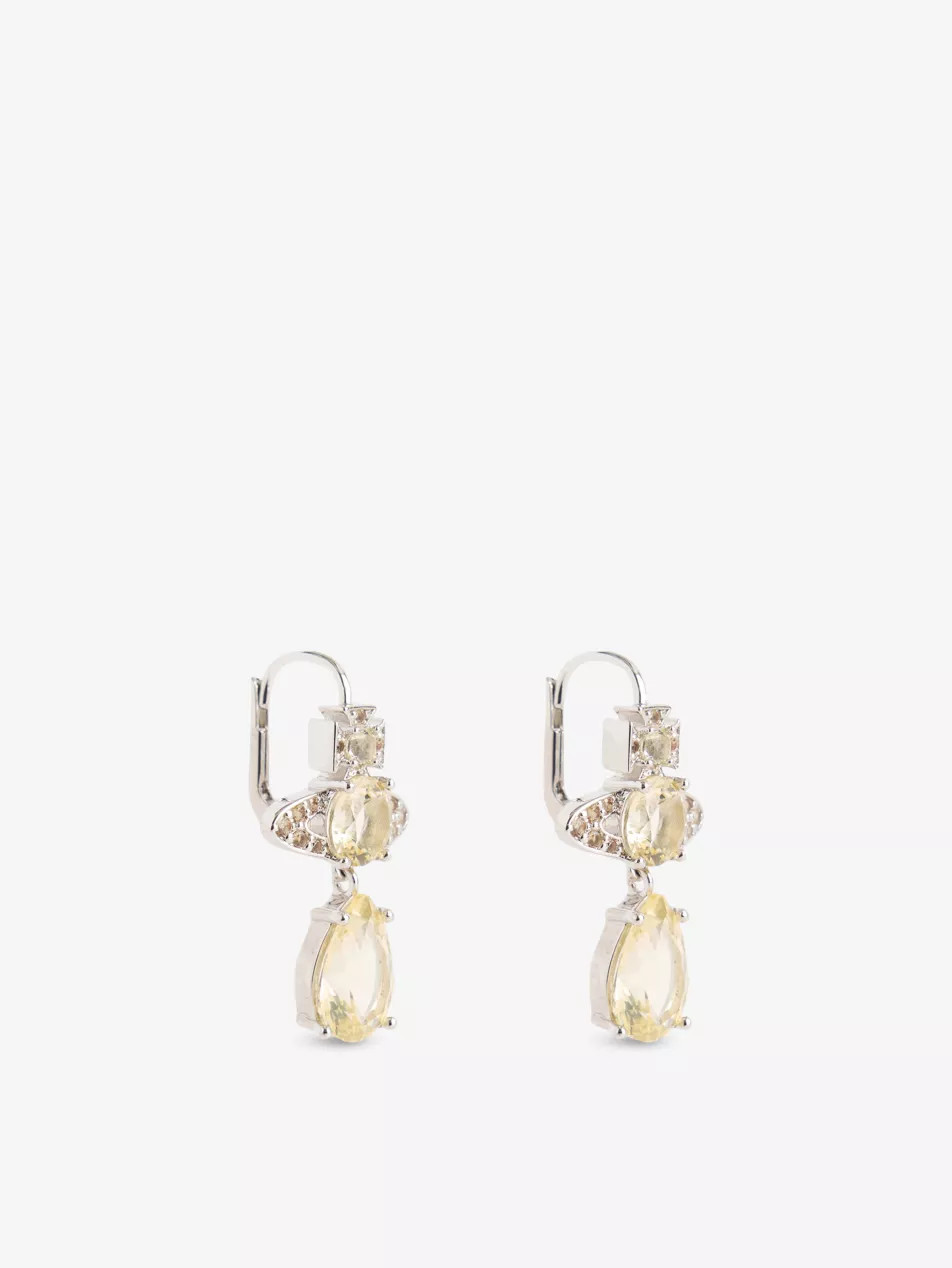 Ismene Drop crystal-embellished brass earrings | Selfridges