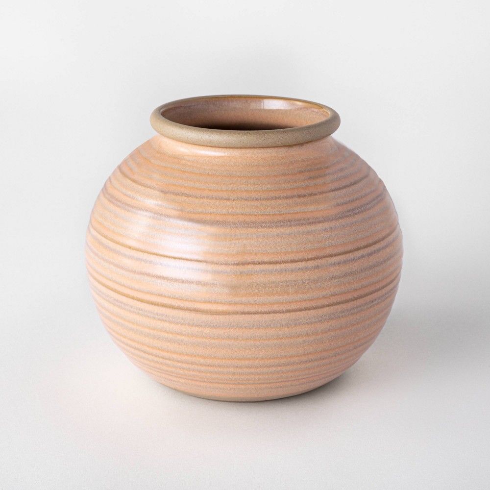 6"" Ceramic Glazed Ribbed Bud Vase Peach - Threshold designed with Studio McGee | Target