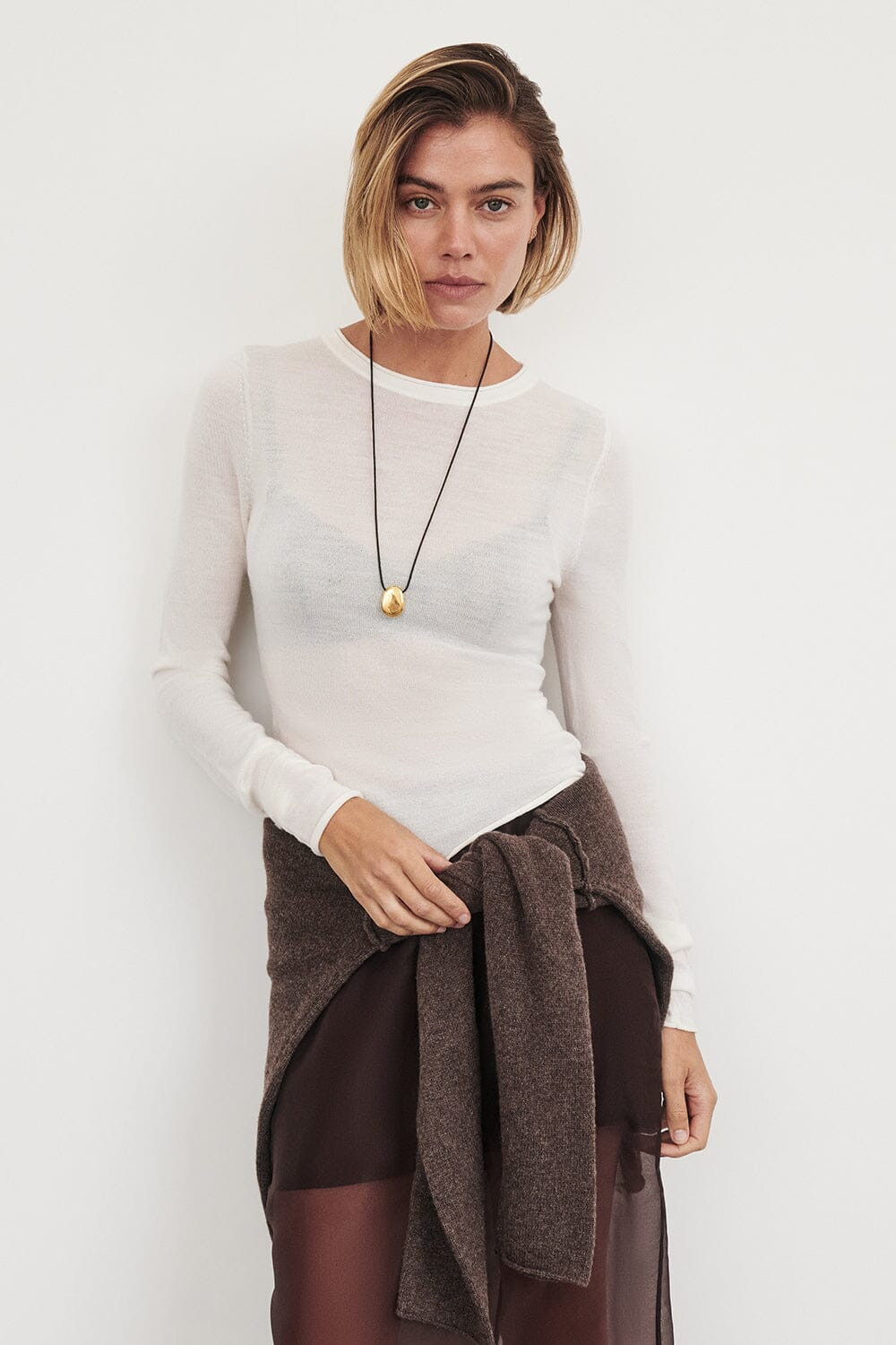 DUKE OFF WHITE SLEEVED MERINO TOP | DISSH