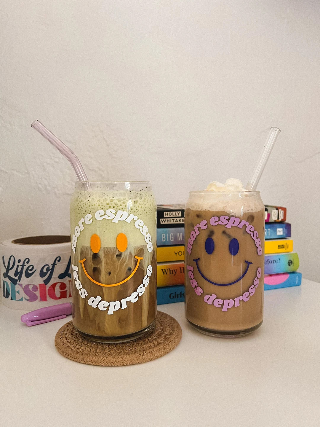 More Espresso Less Depresso Glass Drink Cup  Beer Can Style - Etsy | Etsy (US)