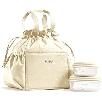 Fit & Fresh Cromwell Drawstring Lunch Bag for Women, Complete Lunch Set with 2 Containers, Stain-... | Amazon (US)