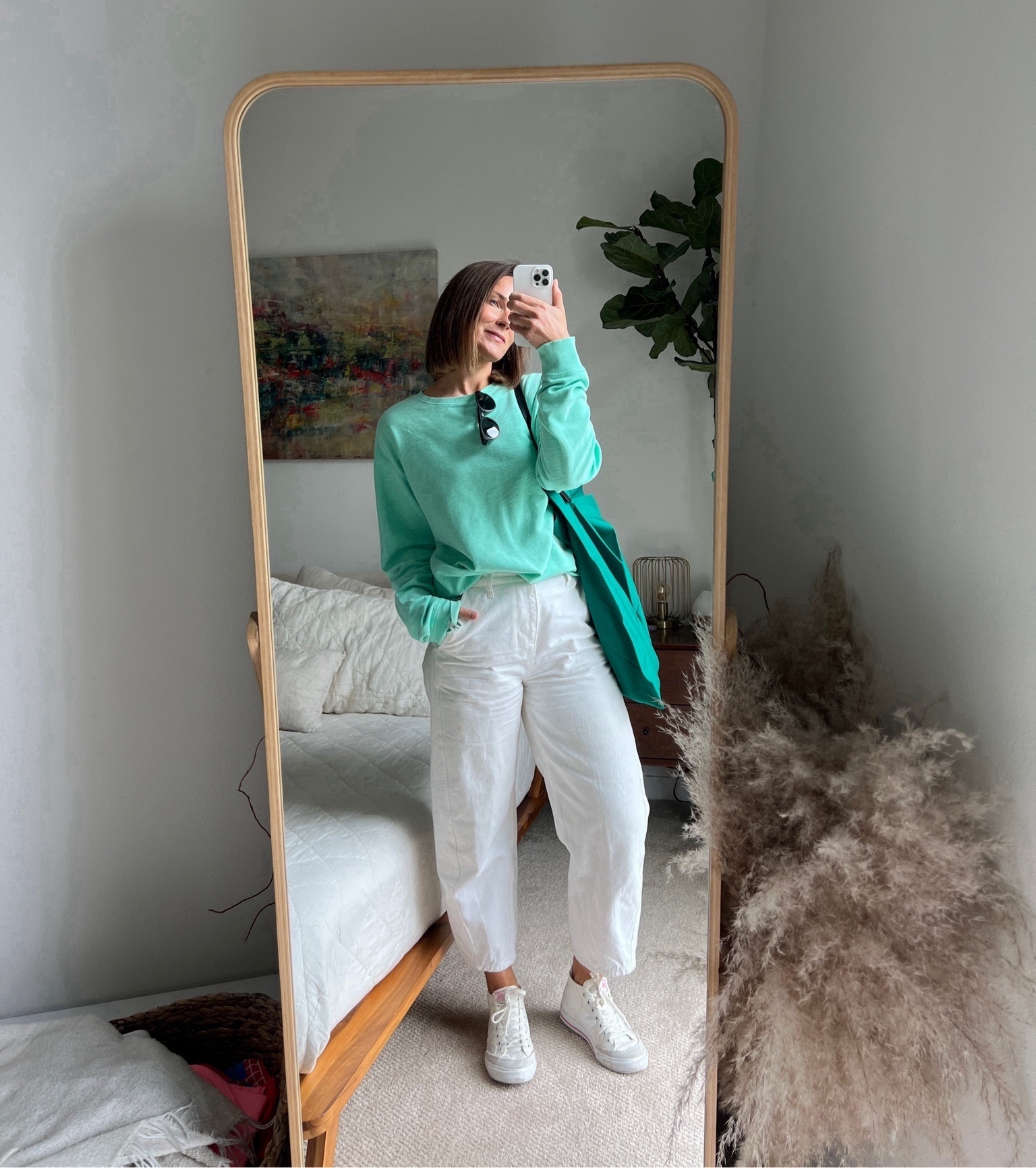 One of my all the time favorite looks

sweatshirt is by scotch & soda. I adore this minty color, it’s the best for warm skin tone and blue eyes. Wearing size XL, men. It’s sold out, but here is a close link: https://wolfandwestmenswear.com/products/scotch-soda-smash-mint-garment-dyed-sweatshirt

Jeans Zara TRF mid-rise tapered ref. 8727 size 28

Foldable tote bag by issey miyake & iittala I’ve just found it on resale Vestiaire collective! 

#LTKActive #LTKU #LTKfitness