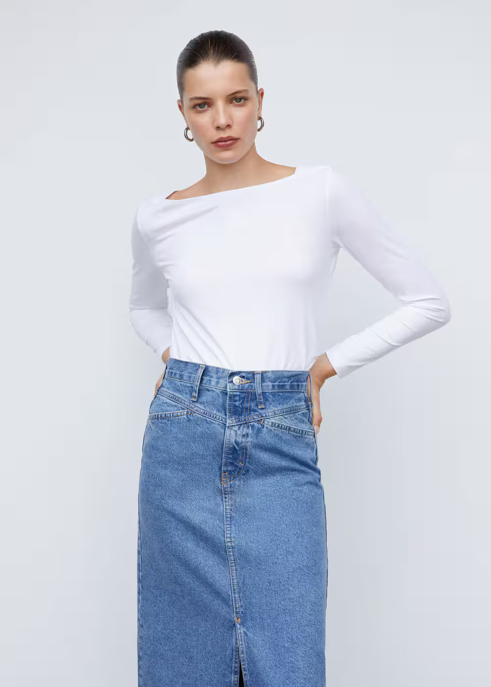 Baumwoll-t-shirt mit bateau-ausschnitt -  Damen | Mango Deutschland | MANGO (DE)