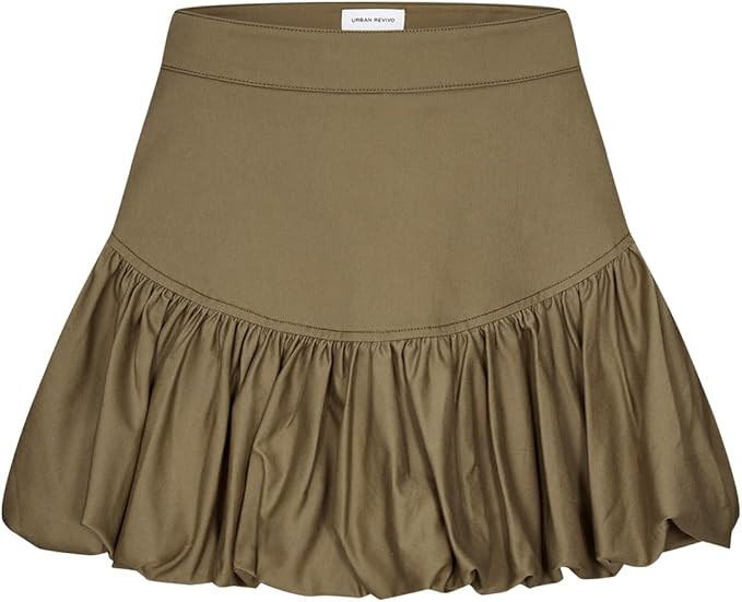 Women Bubble Mini Skirts Balloon High Waist Ruffle Hem Summer Puffy Cute A-Line Sexy Y2K Skirt | Amazon (US)