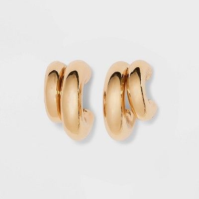 Double Hollow Tube Hoop Earrings - A New Day™ Gold | Target