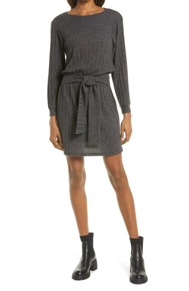 Tie Front Long Sleeve Dress | Nordstrom | Nordstrom