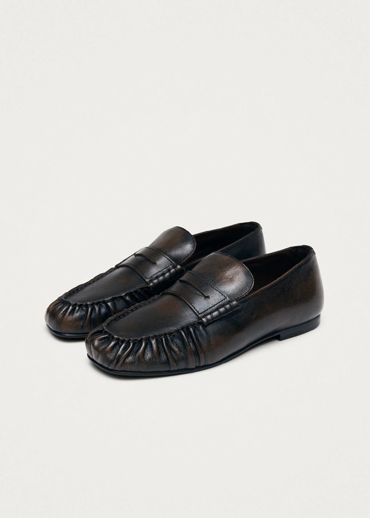 Aven Vintage Effect Brown Leather Loafers | ALOHAS (Global)