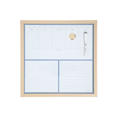 U Brands 16"x16" Flat Front Wood Frame Dry Erase Weekly Natural | Target