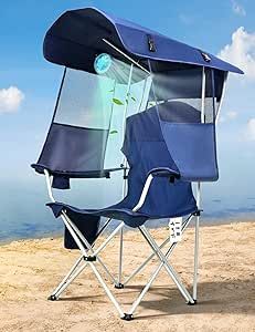 Docusvect Canopy Beach Chair with Fan, Beach Chair with Canopy Shade, Cup Holder, Side Pocket for... | Amazon (US)