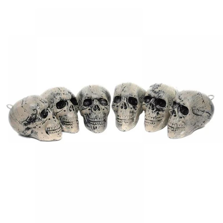 6Pcs Halloween Skeleton Skull Heads Realistic Human Skeleton Skulls for Horror Haunted House Part... | Walmart (US)