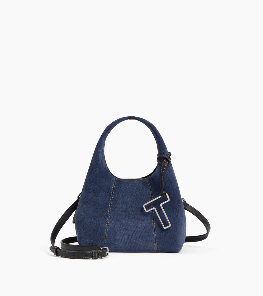 Juliette small handbag in denim-effect suede leather | Le Tanneur