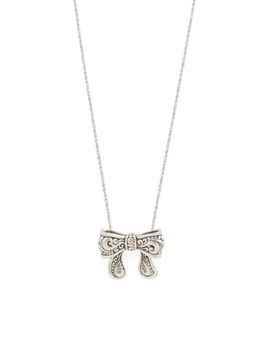 Made In Bali Sterling Silver Filigree Bow Necklace | TJ Maxx