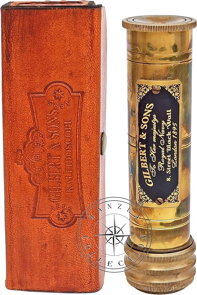 Gilbert & Sons Antique Brass Kaleidoscope Engraved Nautical Kids Gift with Leather Case Education... | Amazon (US)