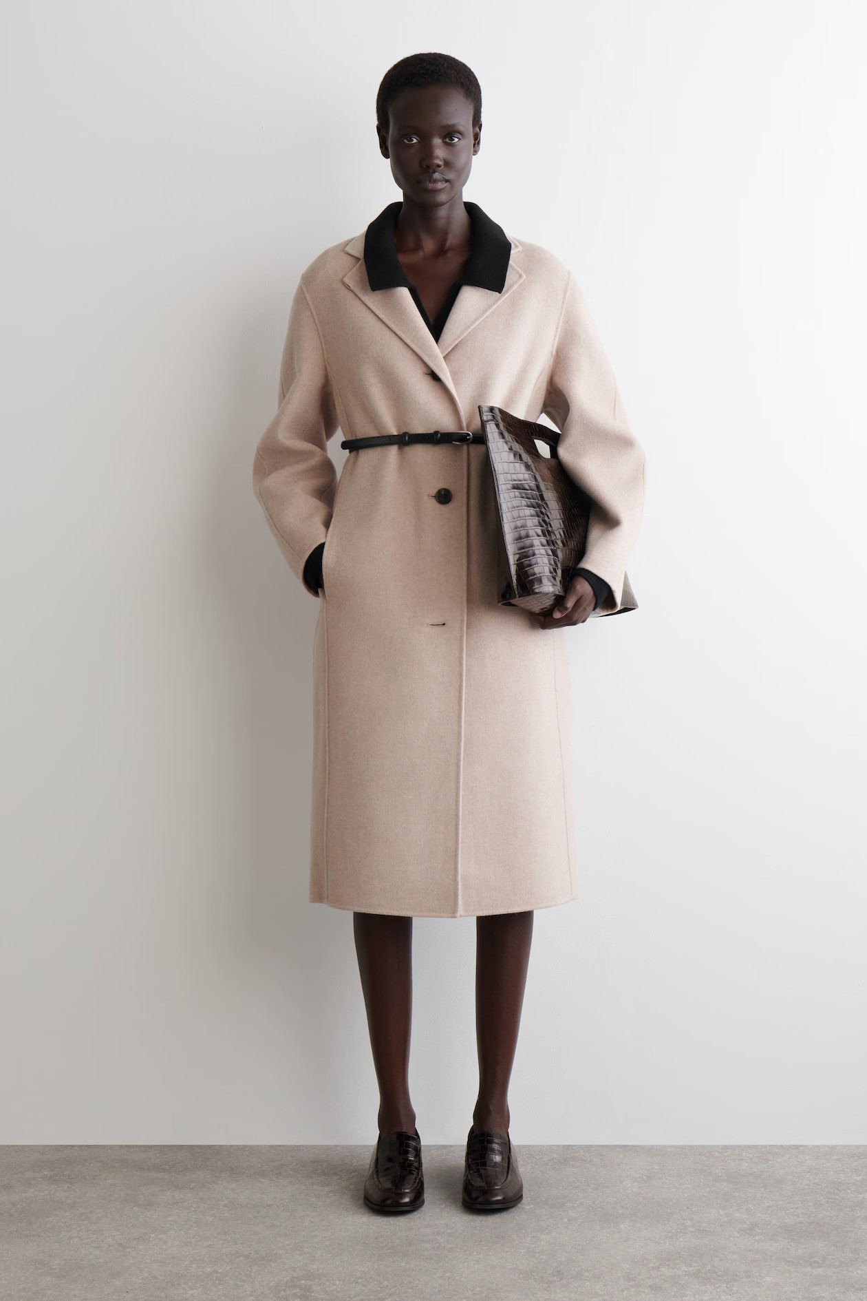 DOUBLE-FACED WOOL LONG COAT - LIGHT BEIGE | COS GB | COS UK