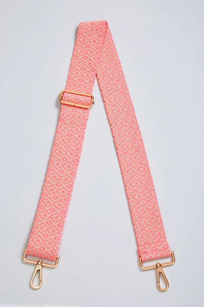 Neon Pink/Tan Geometric Bag Strap | Social Threads