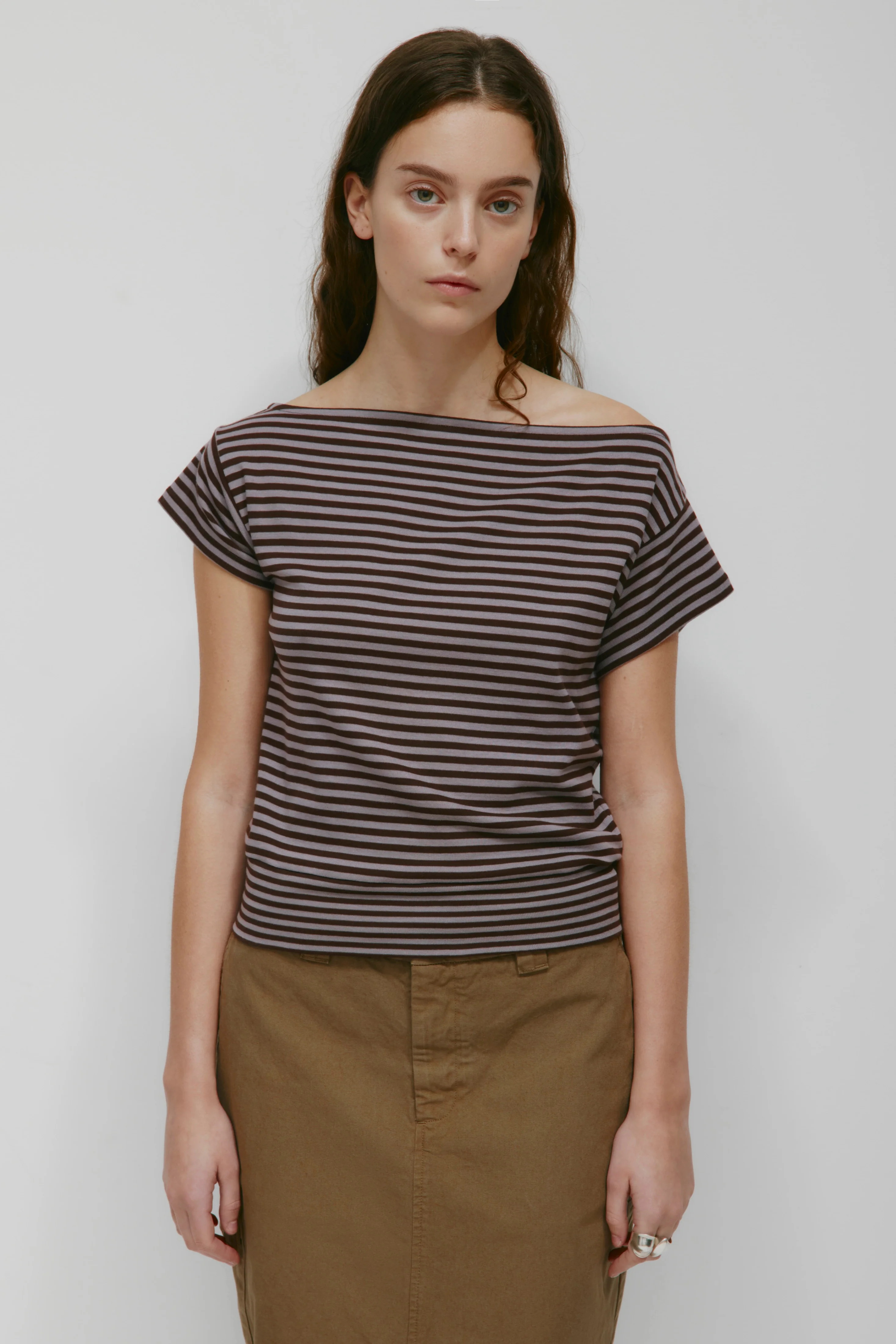 Women's Striped Boatneck Banded Tee | Kotn | Kotn
