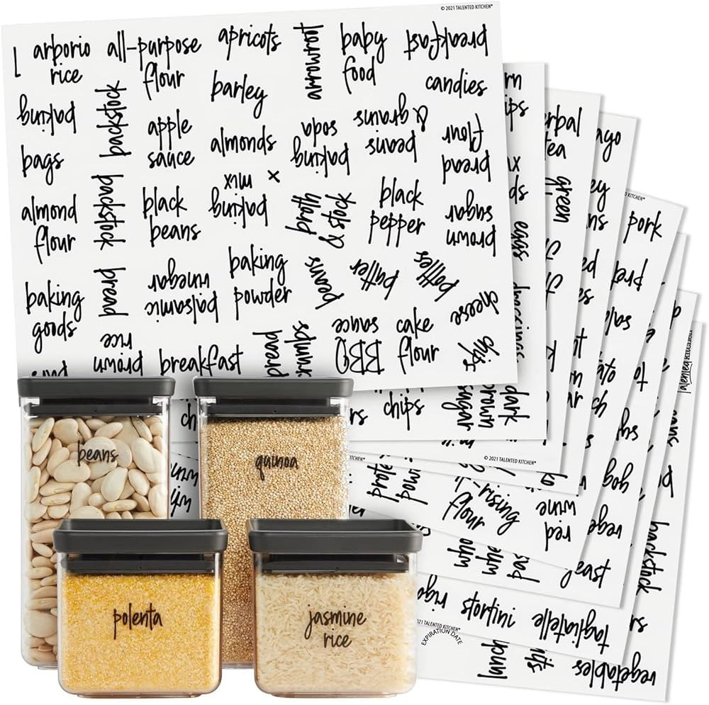 Talented Kitchen 375 Clear Kitchen Labels for Organizing Storage Canisters and Jars, Pantry Label... | Amazon (US)
