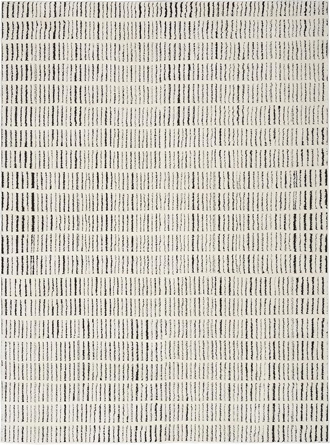 Nourison Cozy Modern Scandinavian Ivory Black 5'3" x 7' Area Rug, Easy Cleaning, Non Shedding, Be... | Amazon (US)