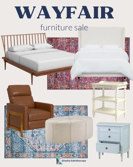 The Wayfair furniture sale is in full swing. Here are some of my favorite finds. Avery‘s spindle bed is on sale as well as a dupe of our modern recliner. And the rug looks so much like the one that we have in our dining room that is no longer available. wayfair furniture sale, upholstered bed, bedside tables, spindle table, modern recliner, colorful rugs, upholstered ottoman 

#LTKsalealert #LTKFind #LTKhome
