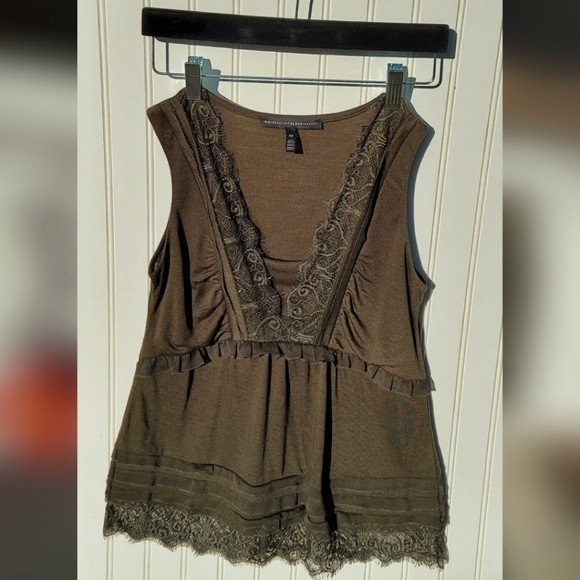 White House Black Market olive green lace tank | Poshmark