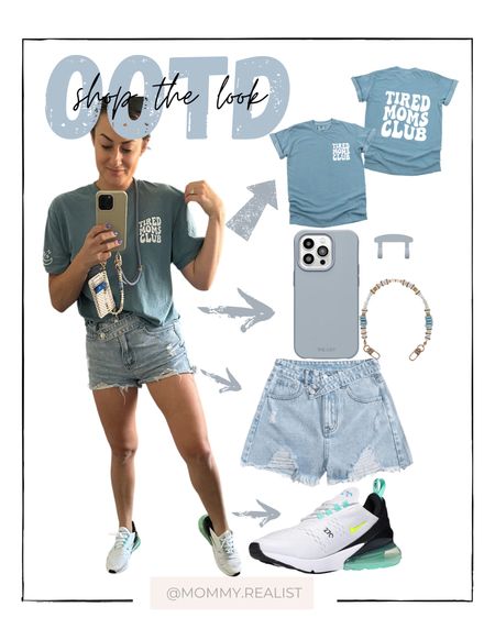 Tired Moms Club Tee: wearing size medium cropped version from shopmommyrealist.com use code: LTK15 for discount!

Shorts; wearing size medium (true to size) best selling item last month

The phone case is a game changer @thcaep has the cutest accessories.

#summervibe #momtee #shop