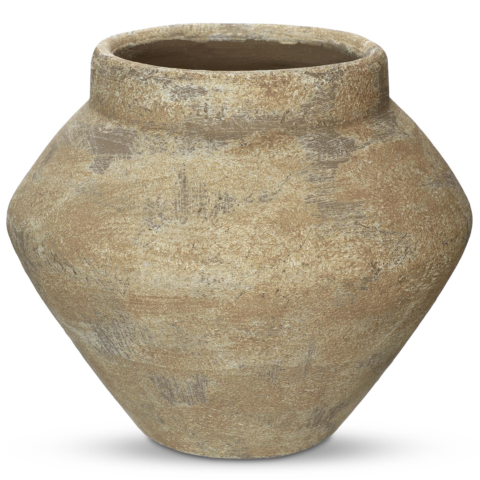 Briful Large Rustic Ceramic Vase with Distressed Finish, 8.2'' Tall Wide-Belly Decorative Flower ... | Amazon (US)