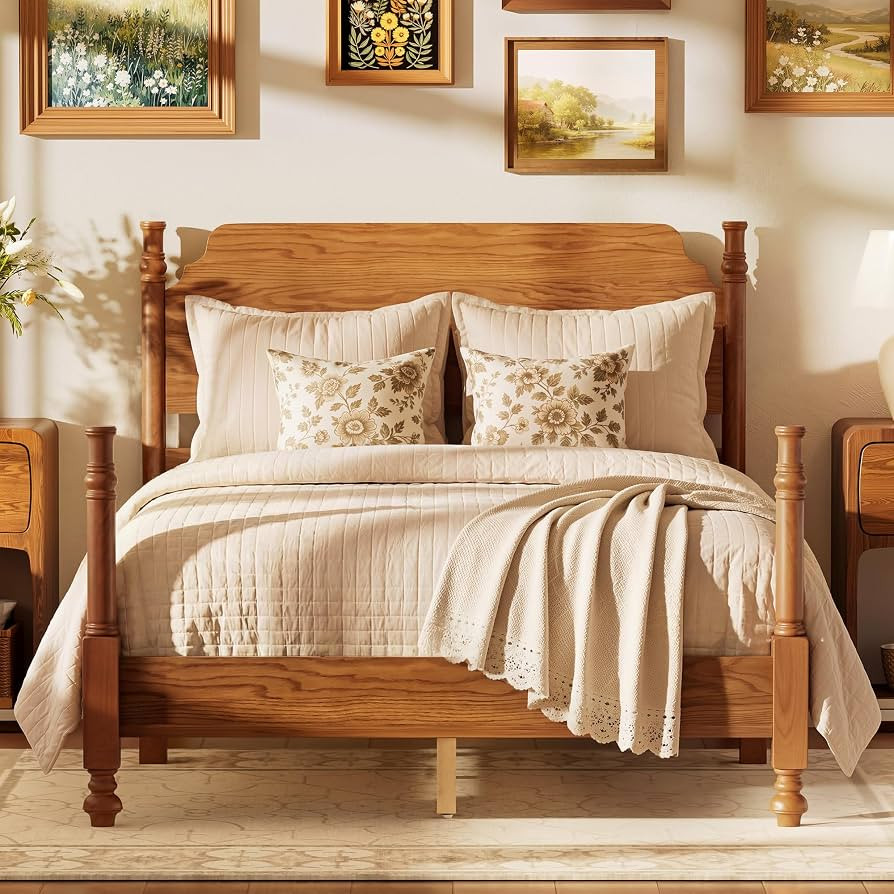Merax Vintage Wood Spindle Post Bed with Headboard, Full Size Traditional Platform Bed Frame/No B... | Amazon (US)