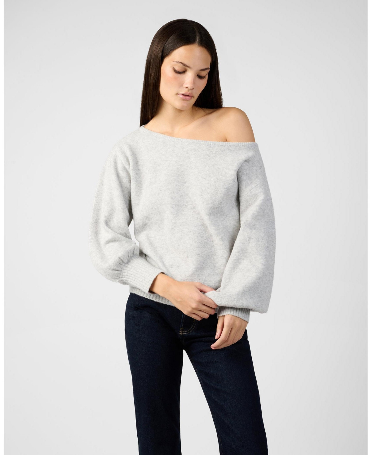 WeWoreWhat Women's Off The Shoulder Balloon Sleeve Sweater - Heather grey | Macy's