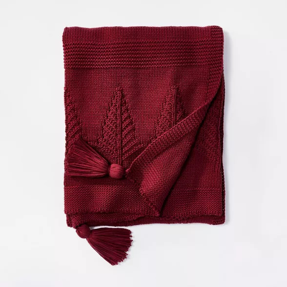 Knitted Tree Christmas Throw Blanket Red - Threshold™ designed with Studio McGee | Target