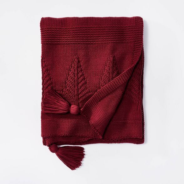 Knitted Tree Christmas Throw Blanket Red - Threshold&#8482; designed with Studio McGee | Target