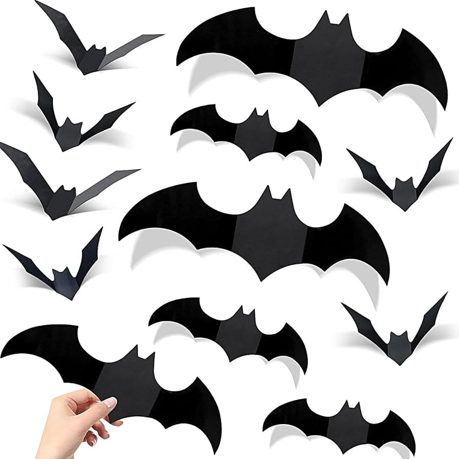 DIYASY Halloween Bats Wall Decor,140 Pcs 3D Bat Decoration Stickers for Home Decor 4 Size Waterpr... | Amazon (US)