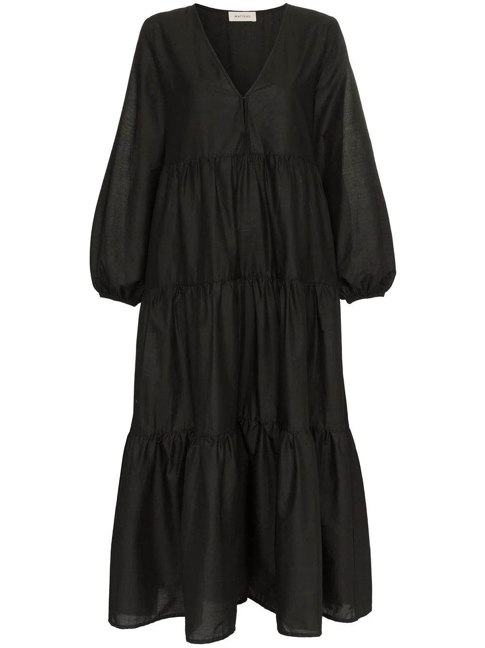 Matteau tiered cotton poplin maxi dress - Black | FarFetch Global