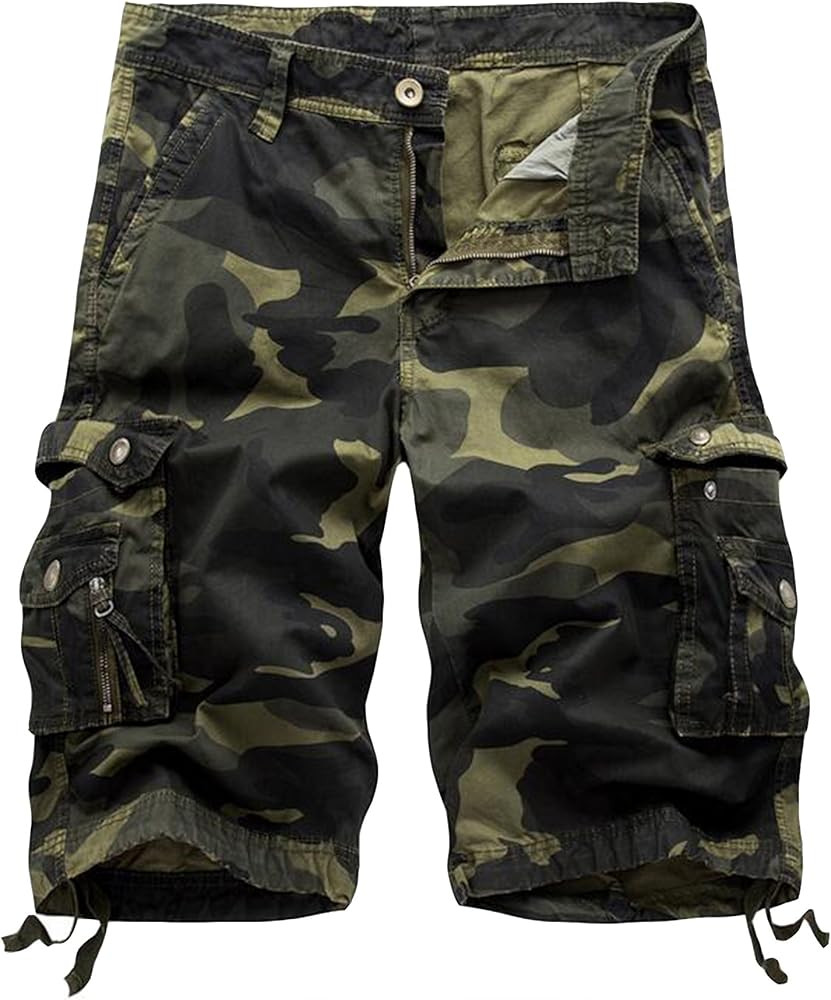 Men's Camo Cargo Shorts Relaxed Fit Multi-Pocket Outdoor Camouflage Cargo Shorts Cotton | Amazon (US)
