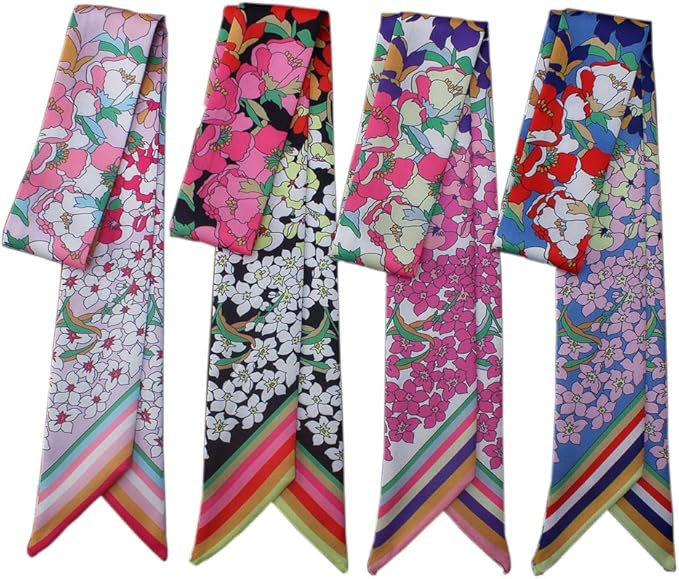 Uainhrt 4pcs Polychrome Small Flower Bag Handbag Handle Ribbon Scarf Hair Head Band Neck Scarf Ne... | Amazon (US)