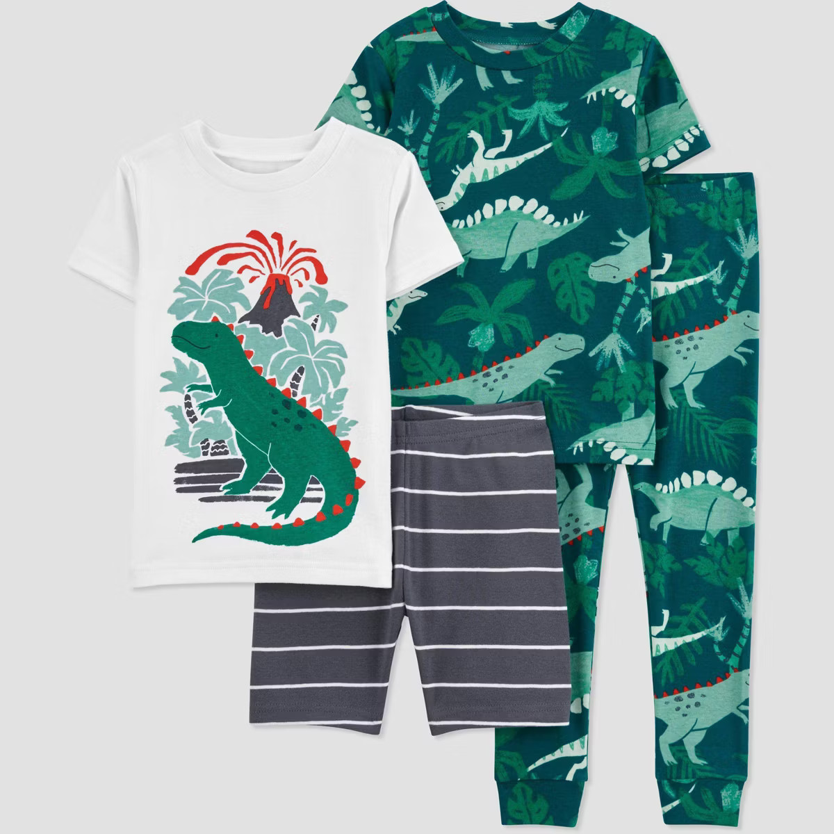 Carter's Just One You® Toddler Boys' 4pc Dinos Pajama Set - White/Green 5T | Target