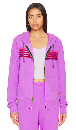 5 Stripe Zip Hoodie in Neon Purple & Pink | Revolve Clothing (Global)