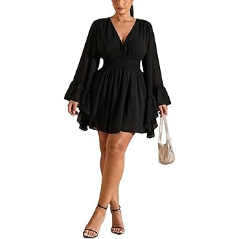 Women's Plus Size Boho Western Dress Bell Sleeve Cowgirl Hippie Mini Dress Mesh A Line Casual Flo... | Amazon (US)