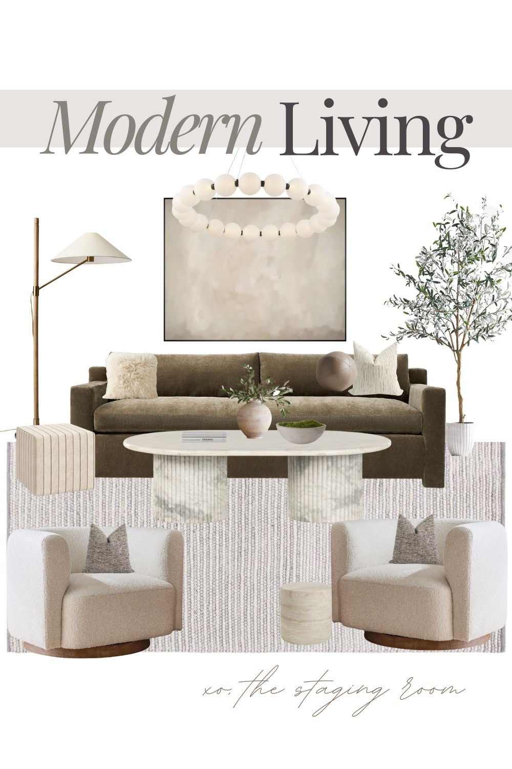 A calm space with rich tones and sculptural shapes.

modern living room, neutral living room, living room ideas, organic modern living room, living room decor, contemporary living room, moody neutral decor, neutral home decor, modern sofa, dark sofa, coffee table, marble coffee table, accent chairs, lounge chairs, area rug, textured rug, floor lamp, statement lighting, wall art, cozy living room, minimalist home, interior design

#LTKSaleAlert #LTKHome