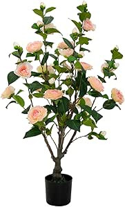 3FT (36") Simulated Artificial Camellia Artificial Plants Trimmed Shrubs Simulated Flowers Office... | Amazon (US)
