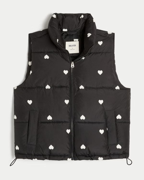 Women's Heart Pattern Puffer Vest | Women's Jackets & Coats | HollisterCo.com | Hollister (US)