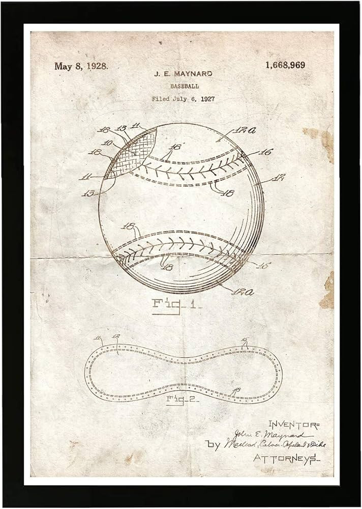 Wynwood Studio Sports and Teams Framed Wall Art Prints 1928 Parchment' Baseball Home Décor, 13" ... | Amazon (US)